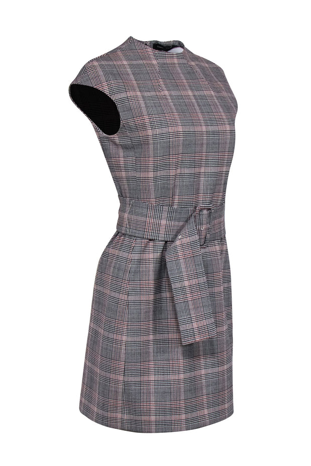 Current Boutique-Theory - Brown & Merlot Plaid Cap Sleeve Sheath Dress Sz 4