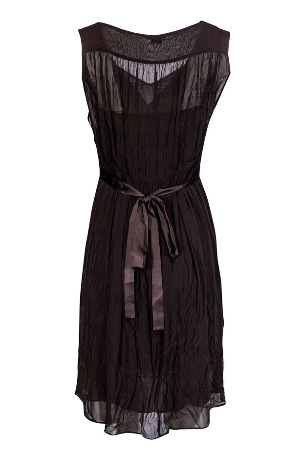 Current Boutique-Theory - Brown Silk Dress w/ Ribbon Waist Sz 4