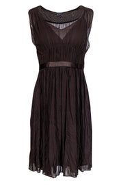 Current Boutique-Theory - Brown Silk Dress w/ Ribbon Waist Sz 4