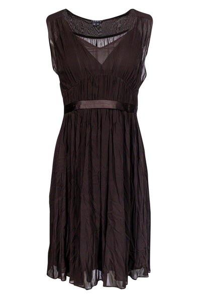 Current Boutique-Theory - Brown Silk Dress w/ Ribbon Waist Sz 4