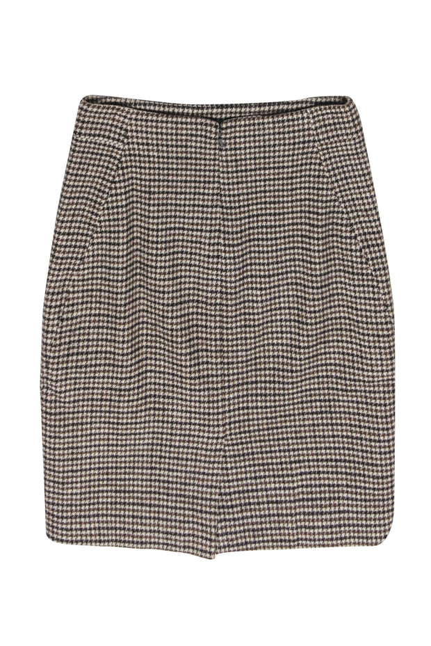 Current Boutique-Theory - Brown Wool Houndstooth Pencil Skirt Sz 8