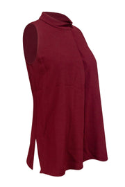 Current Boutique-Theory - Burgundy Mock Neck Blouse Sz S