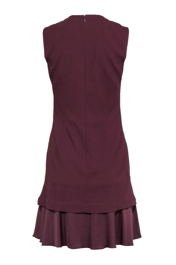 Current Boutique-Theory - Burgundy Shift Dress w/ Satin Layered Hem Sz 4