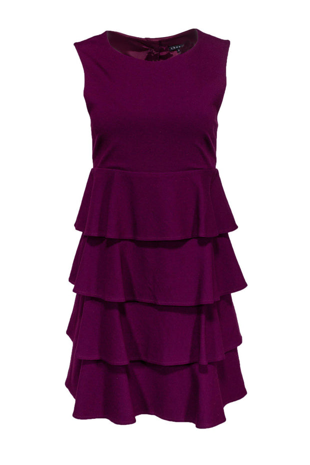 Current Boutique-Theory - Burgundy Tiered Shift Dress Sz S