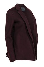 Current Boutique-Theory - Burgundy Wool Blend Open Jacket w/ Peplum Back Sz 2