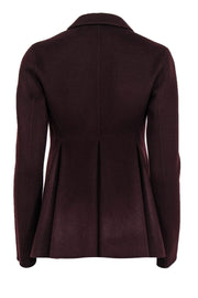 Current Boutique-Theory - Burgundy Wool Blend Open Jacket w/ Peplum Back Sz 2