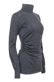 Current Boutique-Theory - Charcoal Balloon Sleeve Ruched Turtleneck Top Sz M