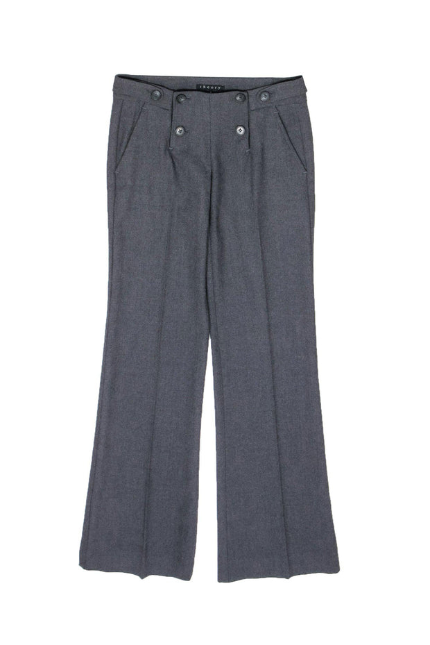 Current Boutique-Theory - Charcoal Grey Wide Leg Button Slacks Sz 4