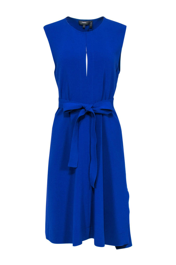 Current Boutique-Theory - Cobalt Blue Belted Hook-Front Shift Dress Sz 12