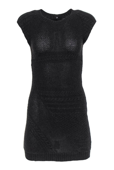Current Boutique-Theory - Dark Brown Cap Sleeve Cotton & Wool Blend Sweater Dress Sz P