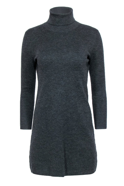Current Boutique-Theory - Dark Charcoal Wool Knit Turtleneck Sweater Dress Sz M