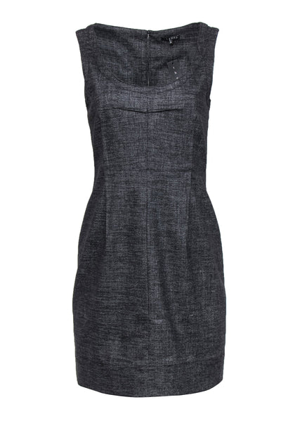 Current Boutique-Theory - Dark Gray & Speckled Scoop Neck 'Abia' Wool Blend Dress Sz 8