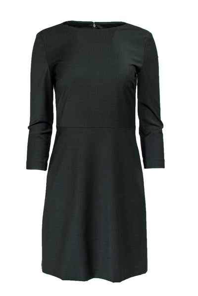 Current Boutique-Theory - Dark Green Three-Quarter Sleeve Sheath Dress Sz 4
