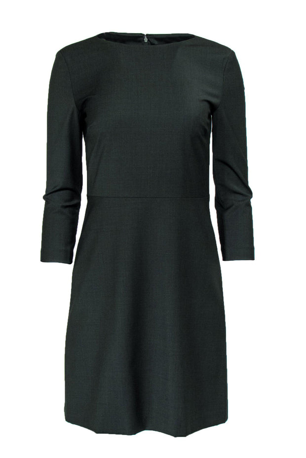 Current Boutique-Theory - Dark Green Three-Quarter Sleeve Sheath Dress Sz 4