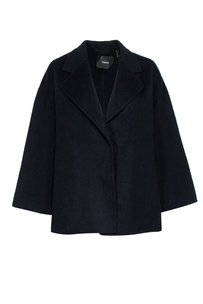 Current Boutique-Theory - Dark Navy Wool Coat w/ Open Front Design Sz S