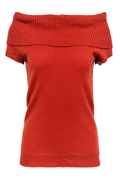 Current Boutique-Theory - Dark Orange Sleeveless Turtleneck Cashmere Sweater Sz M