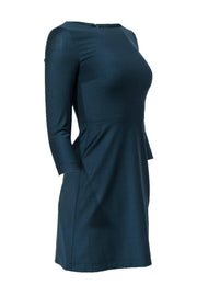 Current Boutique-Theory - Dark Teal Boat Neck Sheath Dress Sz 00