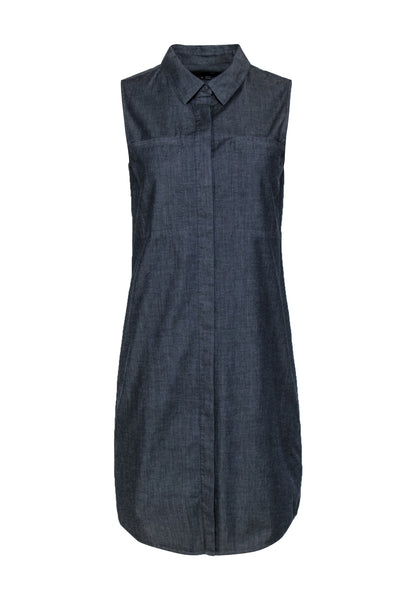 Current Boutique-Theory - Dark Wash Chambray Button-Up Sleeveless Shirtdress Sz S