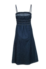 Current Boutique-Theory - Dark Wash Denim Sleeveless Smocked Midi Dress Sz S