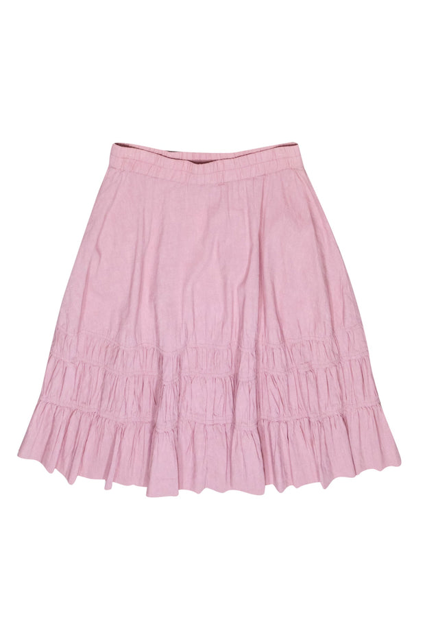 Current Boutique-Theory - Dusty Rose Tiered Midi Skirt w/ Pockets Sz PS