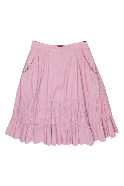 Current Boutique-Theory - Dusty Rose Tiered Midi Skirt w/ Pockets Sz PS