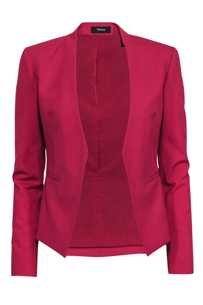 Current Boutique-Theory - Fuchsia Open Front Faux Pocket Blazer
