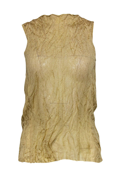 Current Boutique-Theory - Gold Knit Scrunched Tank Top Sz M