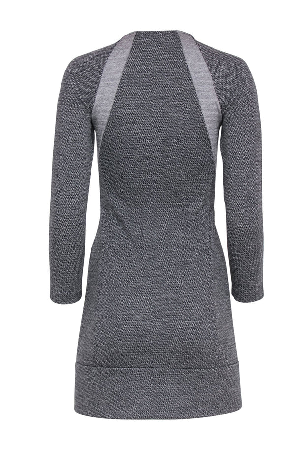 Current Boutique-Theory - Gray & Black Long Sleeve Zip-Up Knit Dress Sz 2