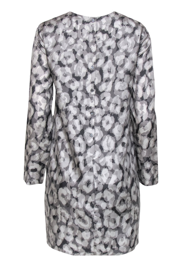 Current Boutique-Theory - Gray Marbled Print Silk Shift Dress Sz 4