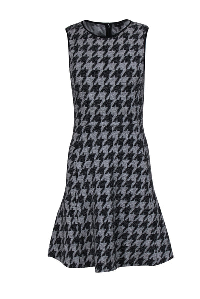 Current Boutique-Theory - Grey & Black Houndstooth Fit & Flare Sleeveless Dress Sz 6