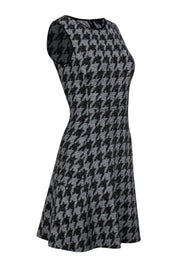 Current Boutique-Theory - Grey & Black Houndstooth Print Sleeveless Fit & Flare Dress Sz 2