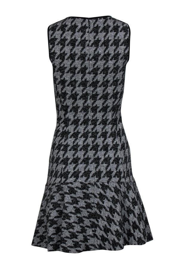 Current Boutique-Theory - Grey & Black Houndstooth Print Sleeveless Fit & Flare Dress Sz 2