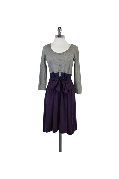 Current Boutique-Theory - Grey & Purple Long Sleeve Dress Sz M