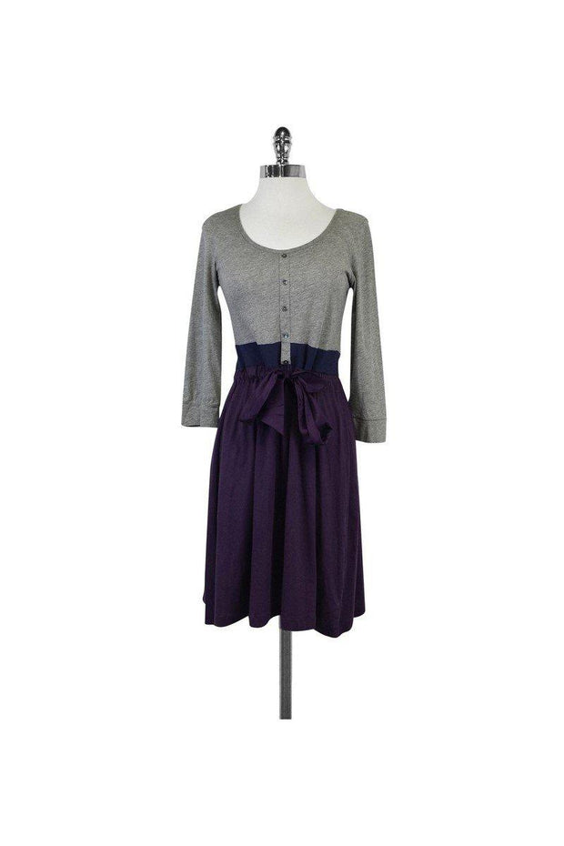 Current Boutique-Theory - Grey & Purple Long Sleeve Dress Sz M