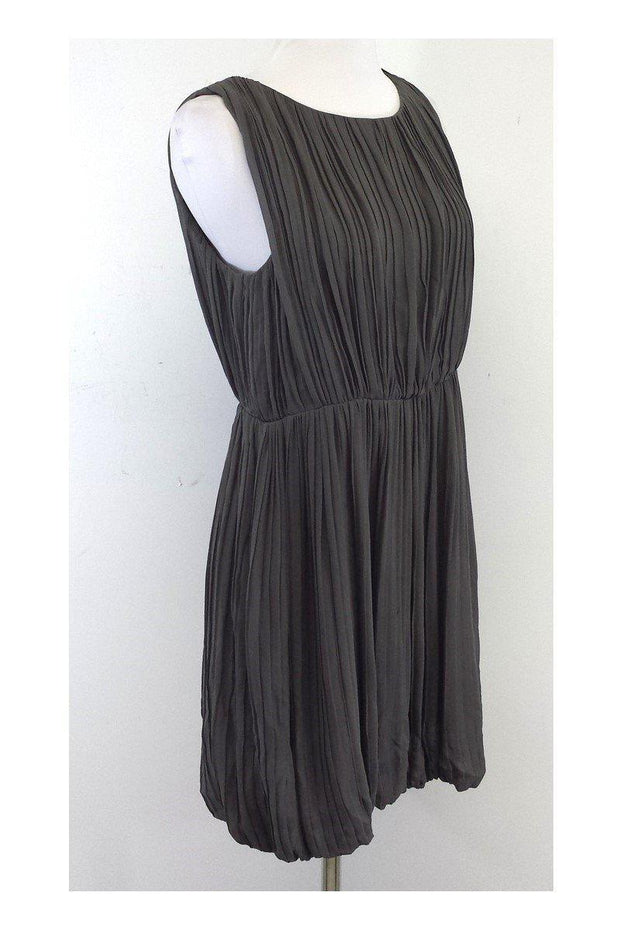 Current Boutique-Theory - Grey Silk Gathered Sleeveless Dress Sz 4