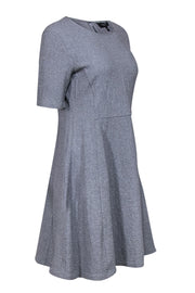 Current Boutique-Theory - Grey Textured Short Sleeve A-Line "Albita" Dress Sz 12