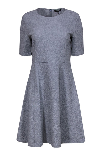 Current Boutique-Theory - Grey Textured Short Sleeve A-Line "Albita" Dress Sz 12
