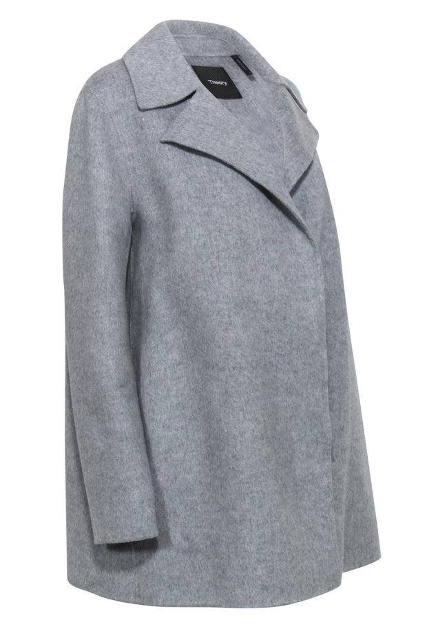 Current Boutique-Theory - Heather Gray Wool & Cashmere Open Front Jacket Sz S