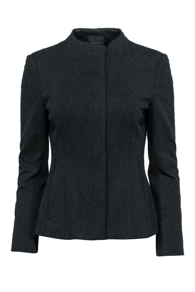 Current Boutique-Theory - Heather Grey Stretch Zip-Up Blazer w/ High Collar Sz M