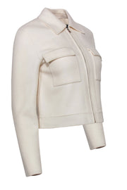 Current Boutique-Theory - Ivory Collared Zip-Up Wool Jacket Sz P