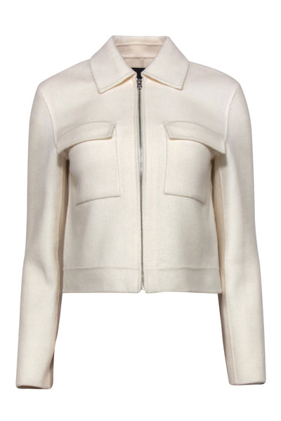 Current Boutique-Theory - Ivory Collared Zip-Up Wool Jacket Sz P