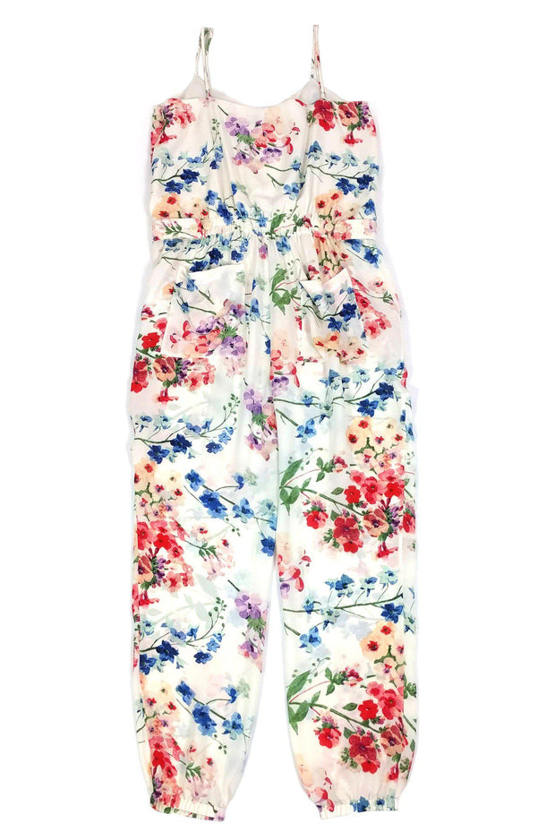 Current Boutique-Theory - Ivory Floral Silk Jumpsuit Sz 2