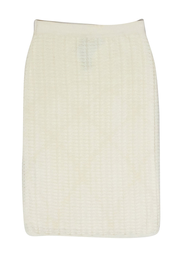 Current Boutique-Theory - Ivory Knit Pencil Skirt Sz M