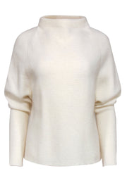 Current Boutique-Theory - Ivory Ribbed Knit Mock Neck Wool Blend "Sascha" Sweater Sz M