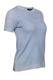 Current Boutique-Theory - Light Blue Short Sleeve Knit Cashmere Sweater Sz P