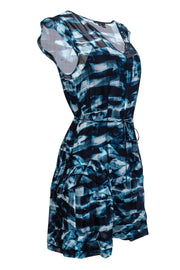 Current Boutique-Theory - Marbled Blue Dress w/ Tiered Skirt & Removable Slip Sz 8