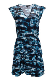 Current Boutique-Theory - Marbled Blue Dress w/ Tiered Skirt & Removable Slip Sz 8