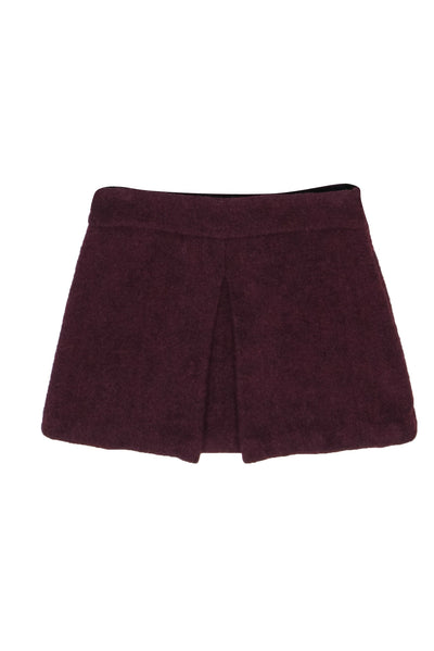Current Boutique-Theory - Maroon Wool Mini Skirt w/ Front Pleat Sz 0