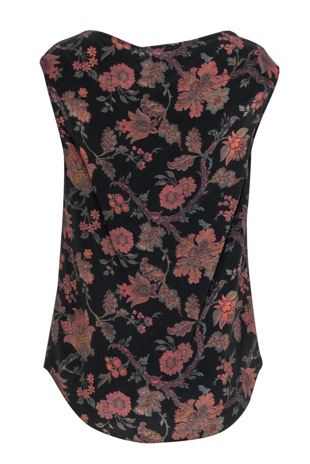 Current Boutique-Theory - Muted Floral Print Sleeveless Silk Blouse Sz S