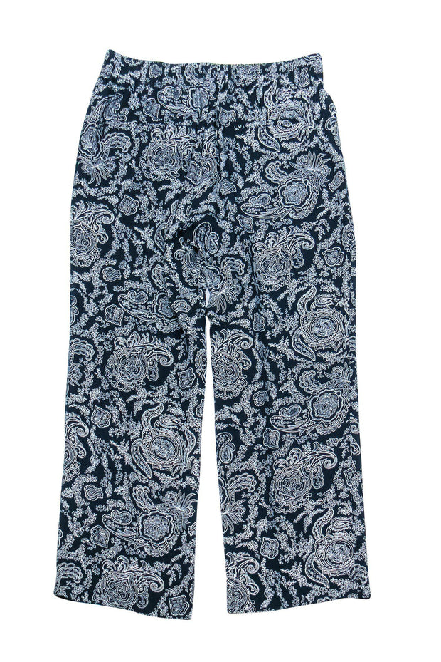 Current Boutique-Theory - Navy Blue Paisley Print Trousers Sz P